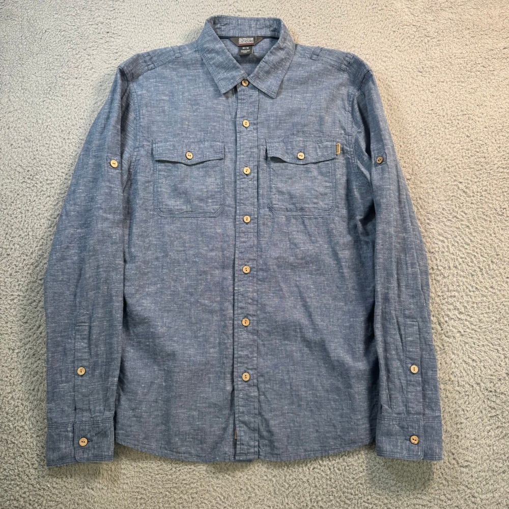 Outdoor Research Mens Hemp Organic Cotton Button Up Shirt Blue Medium L561102